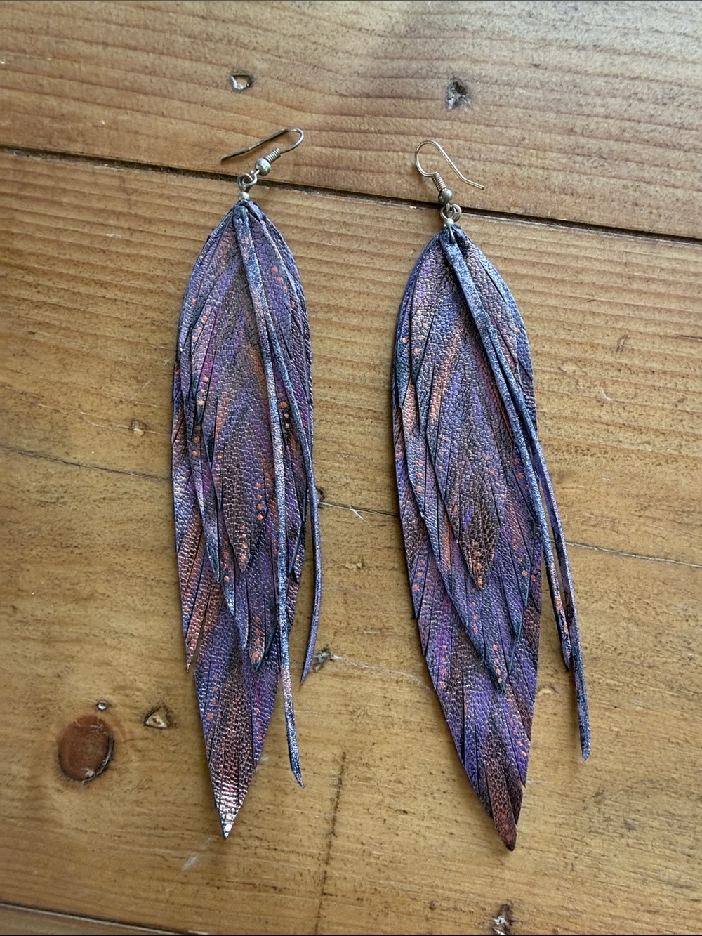 Leather Feather Earrings